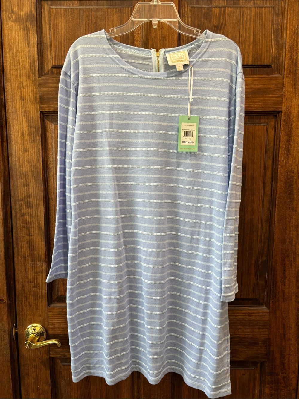 Sail to Sable Light Blue and White Striped Knit Top